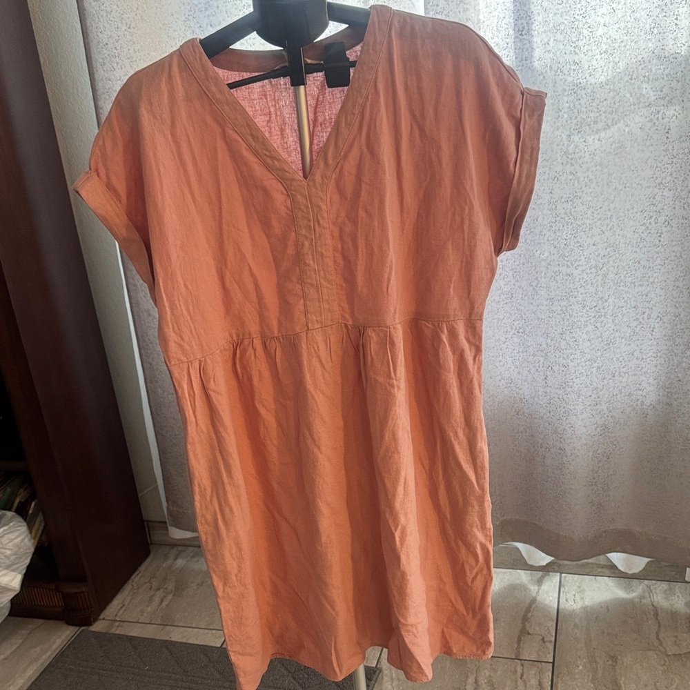 Briggs New York Coral V-Neck Rolled Sleeve Tunic